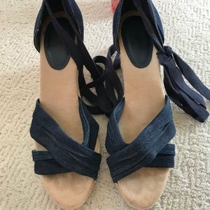 Ann Taylor LOFT Denim Wedge Espadrilles